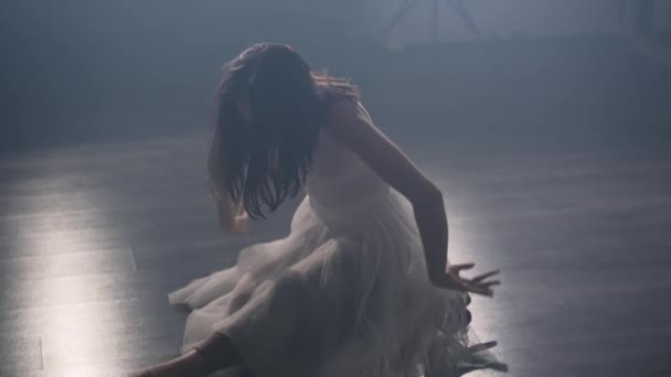 Anmutige Ballerina Tanzt Studio — Stockvideo