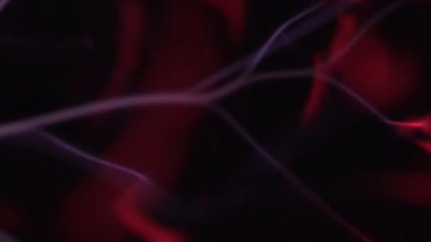 Abstraktes Neuronenförmiges Neon Lichtmuster Das Durch Glühende Plasmabälle Auf Schwarzem — Stockvideo