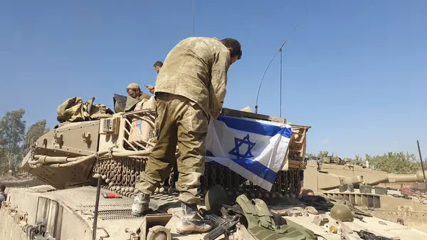 Gaza Border Israel Października 2023 Wojskowe Pojazdy Żołnierze Sił Obronnych Obrazy Stockowe bez tantiem