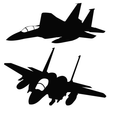 F15 kartal jet savaş uçağı siluet vektör tasarımı