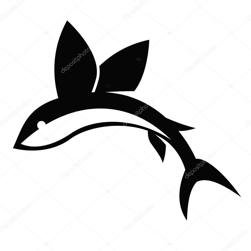 Flying fish silhouette vector design