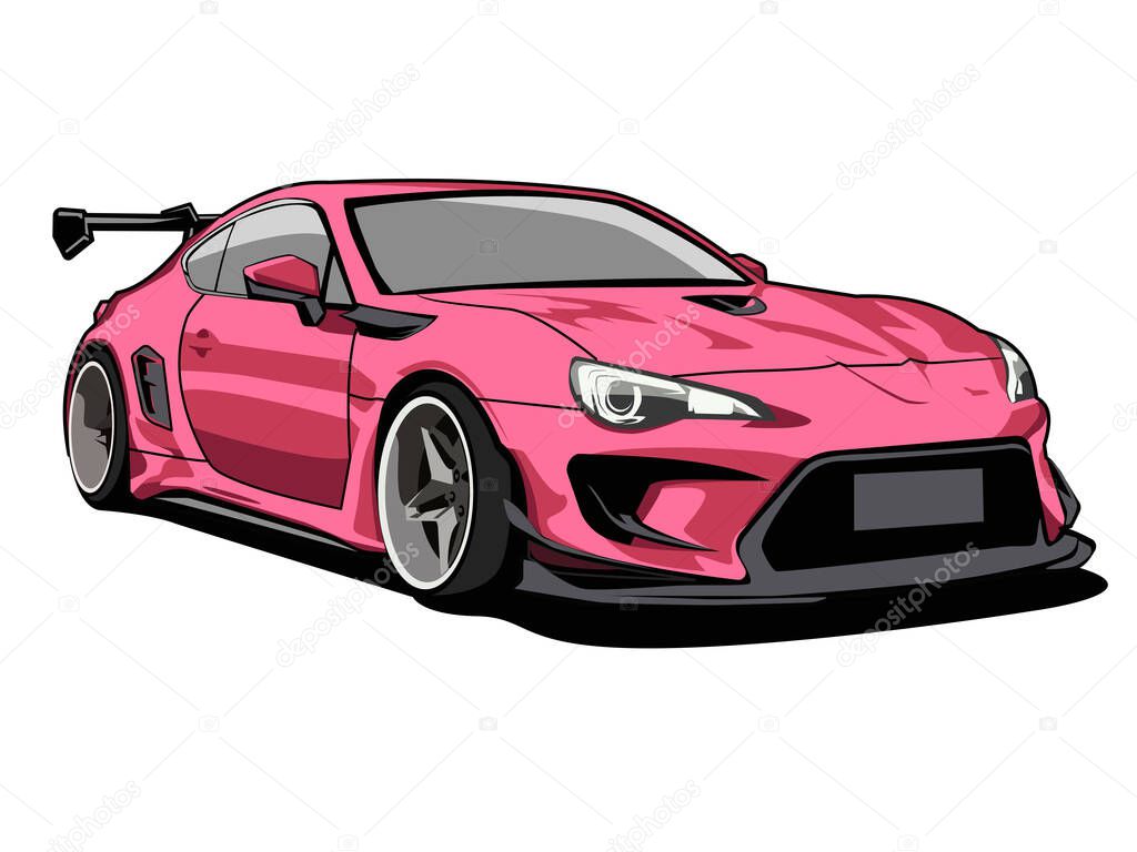 Toyota 86 wide body car illustration