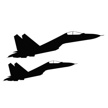 Askeri jet uçağı silueti uçuyor.
