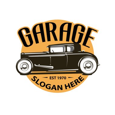 Retro araba garaj logosu şablonu
