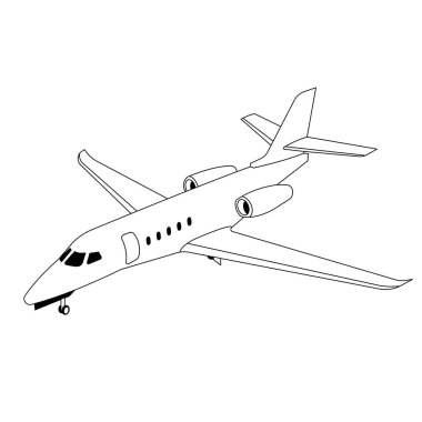 özel jet uçağı siyah beyaz iniş takımları