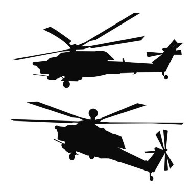 Russain saldırı helikopter siluet vektör tasarımı