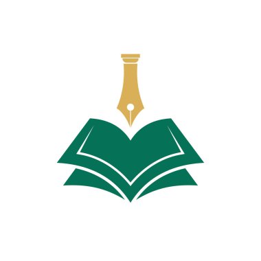 eğitim logosu kalem açık kitap vektör tasarımı