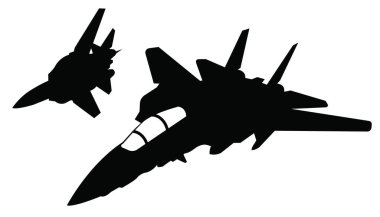 F14 jet savaş uçağı siluet vektör tasarımı