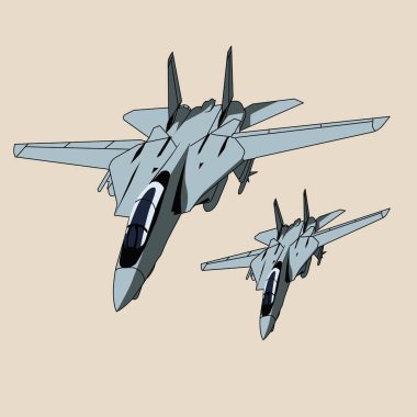 İki f14 erkek kedi jet savaş uçağı uçuş formasyonu tasarımı