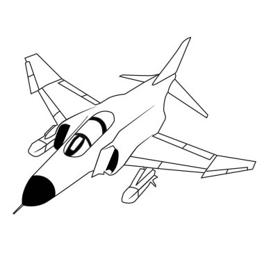 F4 hayalet jet savaş uçağı siyah ve beyaz vektör tasarımı