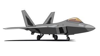 F22 Raptor Jet savaş uçağı iniş takımları çizim vektör tasarımı