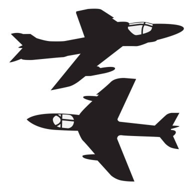 Hawker avcı jet savaş uçağı siluet vektör tasarımı