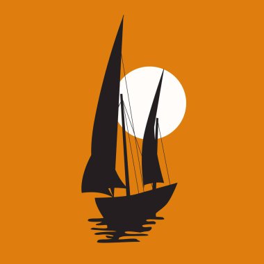 yelkenli tekne gün batımı vektör tasarımı