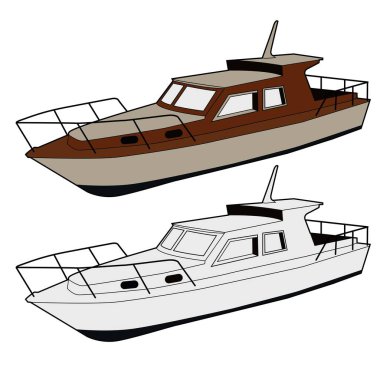 Motorlu tekne taşıma illüstrasyon vektör tasarımı