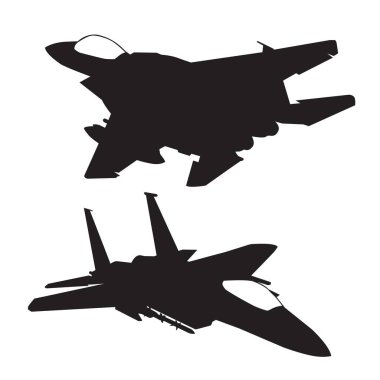 f15 kartal jet savaş uçağı silueti koleksiyon vektör tasarımı