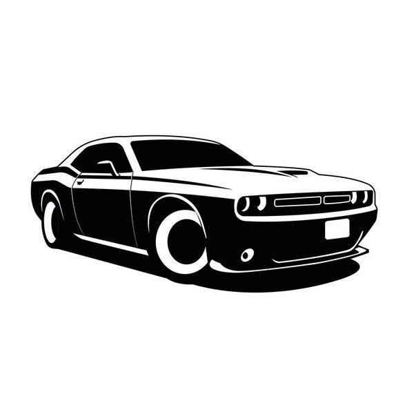 muscle car vector black and white logo