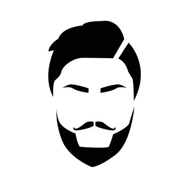erkek saç kesimi tarzı siluet logo şablonu