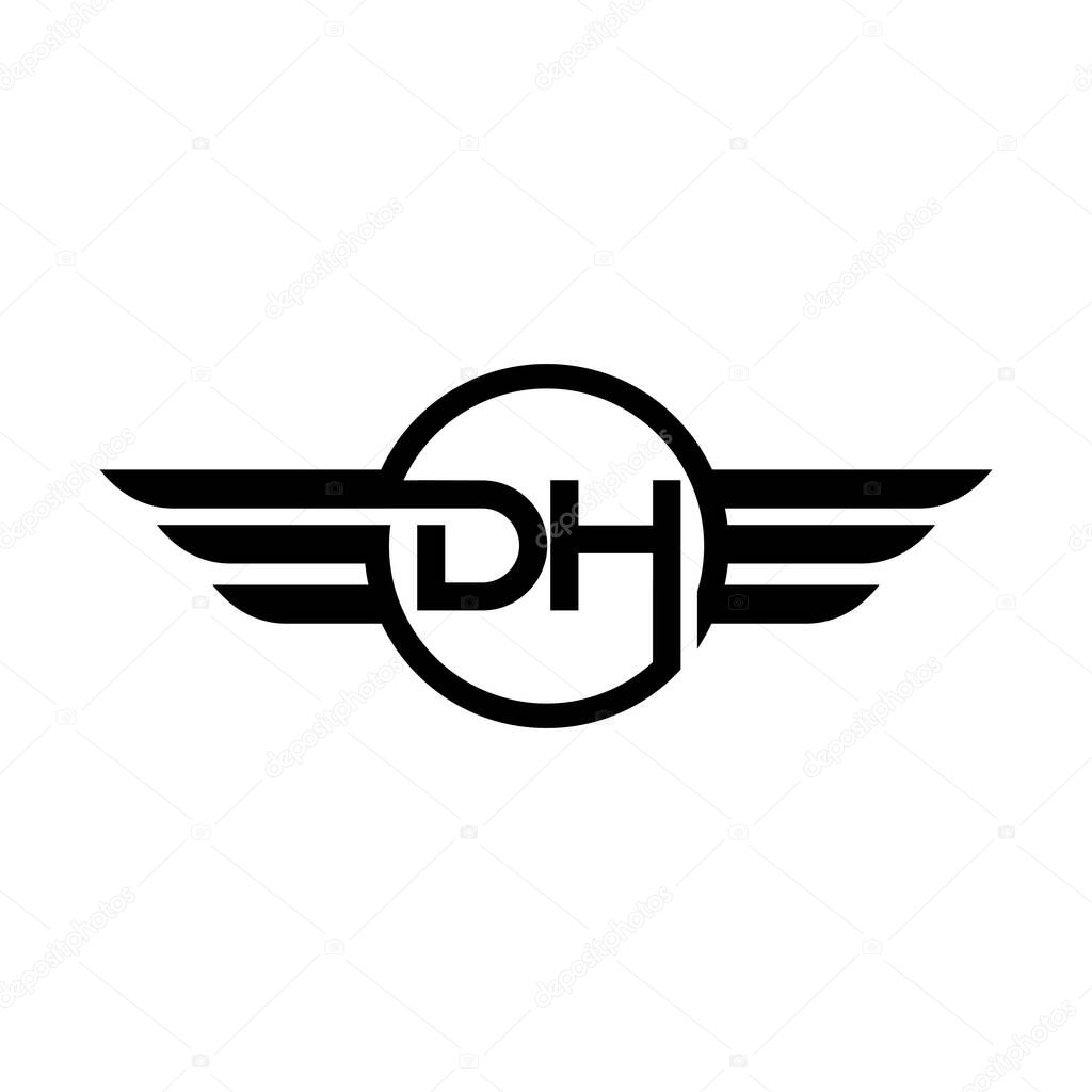 Initial letter DH logo with wings