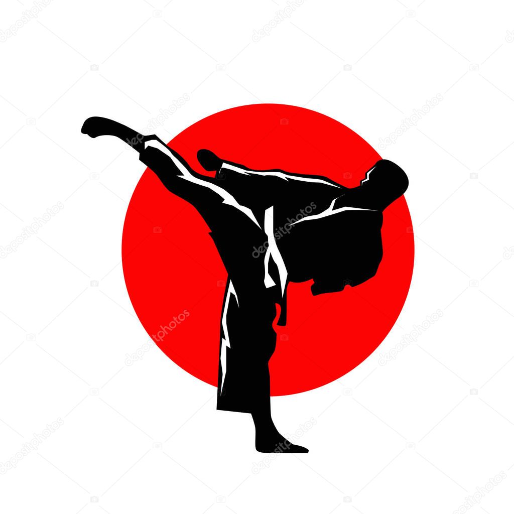 Karate men sport silhouette logo