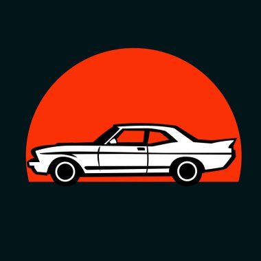 Klasik araba yan görünüm logosu silueti