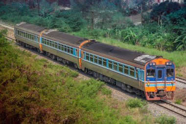 Diesel railcar on the railway.
