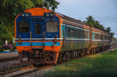 Diesel railcar on the railway.