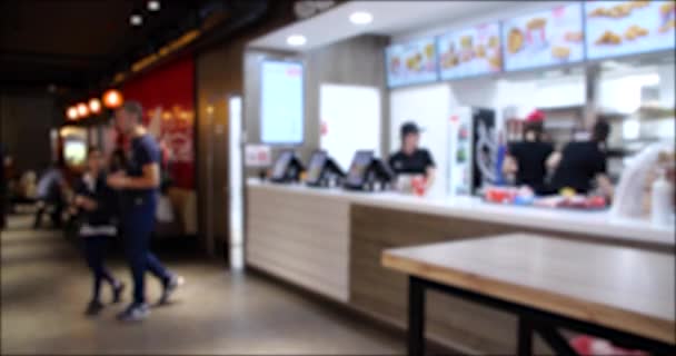 Time Lapse Video People Ordering Fast Food Restaurante Fondo Borroso — Vídeos de Stock