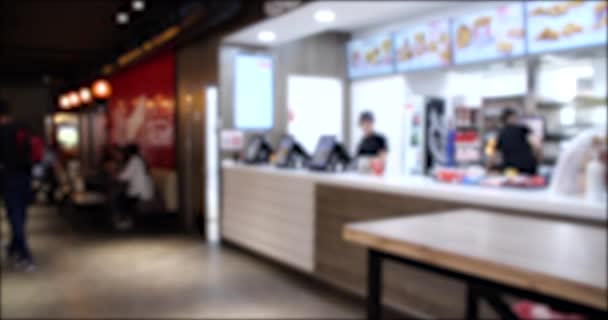 Time Lapse Video People Walking Ordering Fast Food Restaurant Blurred — Stockvideo