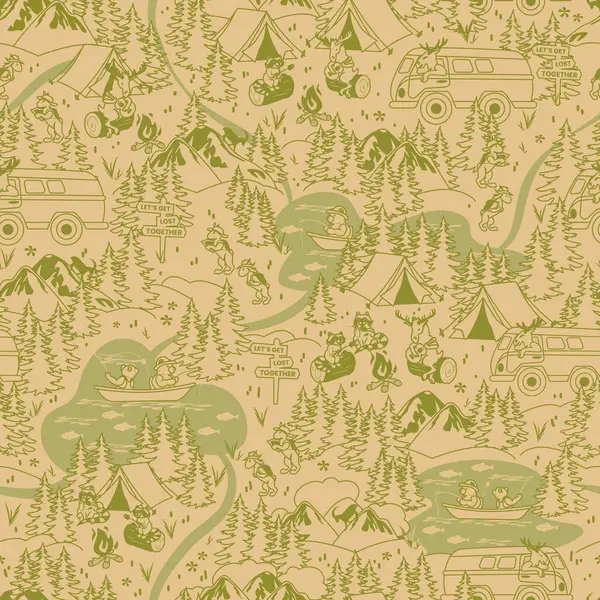 Orman Kampı Haritası Kusursuz Çizgi Çizim Şablonu Tasarımı 'nı keşfedin. Kumaş, hatıra defteri ve duvar kâğıdı için mükemmel. Yaratıcı projelerinize kırsal bir açık hava dokunuşu eklemek için ideal..