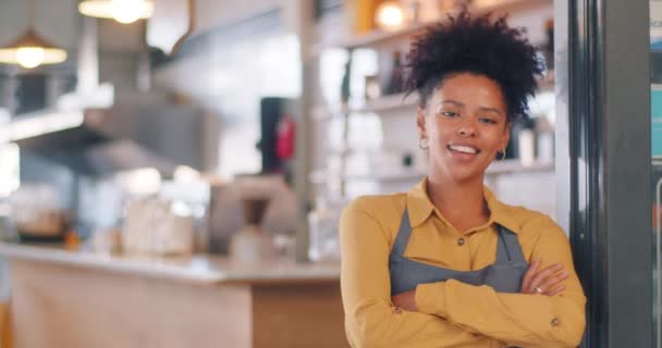 Küçük Işletme Kafesinde Çalışan Kadını Müdürle Kahve Dükkanı Başarı Güven — Stok video