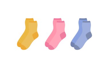 Çocukların renkli çorapları. Çocuk ayakkabısı koleksiyonu. Düz biçimli vektör illüstrasyonu.