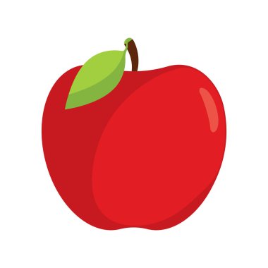 Kırmızı Elma. Düz arkaplanda meyve simgesi. Vektör illüstrasyonu.