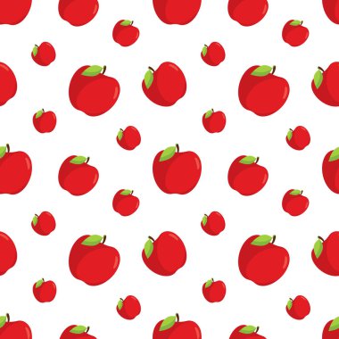Beyaz arka planda kusursuz kırmızı elma deseni. Arka plan ya da tekstil olarak uygun..