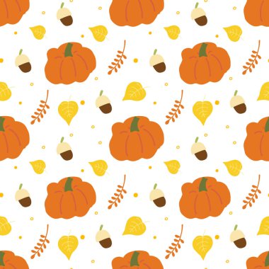 Kabak, meşe palamudu, dal ve yaprakların kusursuz deseni..