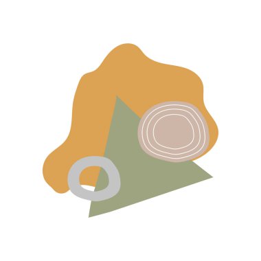 Soyut şekillerin bileşimi. Boho ya da İskandinav tarzında geometrik elementler. Vektör minimalist tasarım. Soyut sanat.