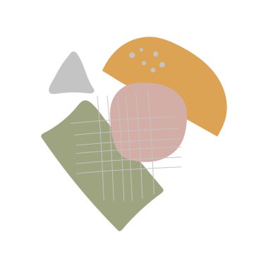 Soyut şekillerin bileşimi. Boho ya da İskandinav tarzında geometrik elementler. Vektör minimalist tasarım. Soyut sanat.