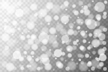 Şeffaf arkaplan üzerinde bulanık bokeh etkisi olan soyut açık gri arkaplan. Vektör.