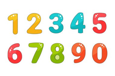 İzole edilmiş arka planda vektör çocuk sayısı. Renk numaraları kümesi.