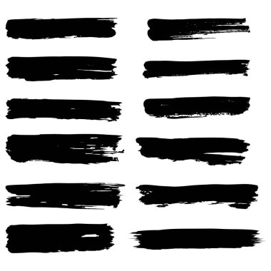 Siyah fırça darbeleri. Vektör metin kutuları koleksiyonu. Grunge dokusu.
