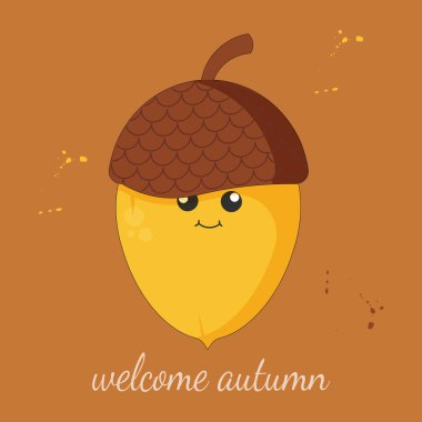 Güzel palamutlu sonbahar afişi. Hoş geldin sonbahar. EPS 10 vektörü.