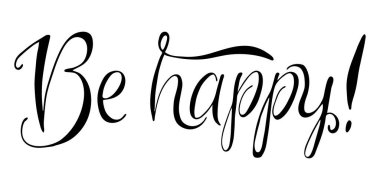 Typographic elemanı. Yazıt beyaz arka planda mutlu olmalı. El çizimi vektör harfleri.