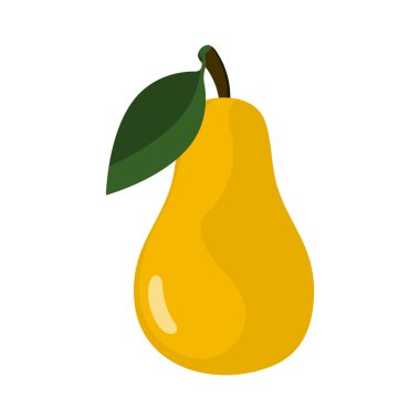 Armut ikonu. Düz yapraklı sarı meyve. Vektör illüstrasyonu.