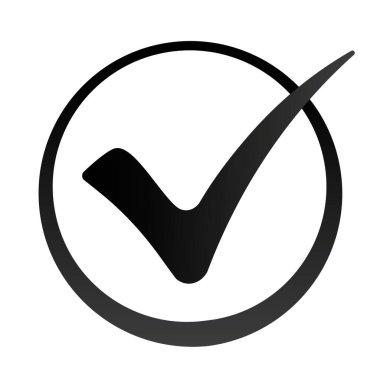 Siyah onay simgesi. Vektör logo şablonu. Yuvarlak işarette işaretle. Onaylandı. Vektör.