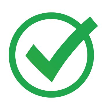 Yeşil işaret simgesi. Vektör şablonu.