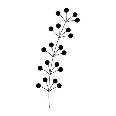 İzole edilmiş beyaz arkaplanda el çizimi tarzında dal yerleştir.