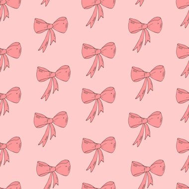 Pembe arka planda pembe el yazısı olan kusursuz bir desen. Vektör illüstrasyonu..