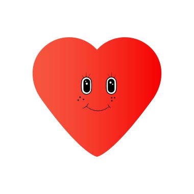 Havalı bir şekilde mutlu kırmızı kalp. Vektör illüstrasyonu.