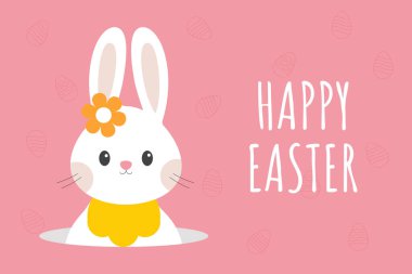 Mutlu Paskalyalar. Paskalya kartı, afiş. Tavşan. Modern minimalist tasarım.