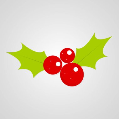 İzole edilmiş arkaplanda Holly simgesi. Noel ve Yeni Yıl tasarım elementi. Vektör illüstrasyonu.