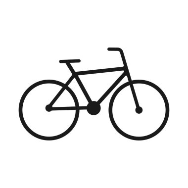 İzole edilmiş arka planda bisiklet simgesi. Taşıma işareti. Spor konsepti. Web, web tasarımı, mobil uygulama ve yazdırma için glyph biçimli bisiklet simgesi. Vektör grafikleri.